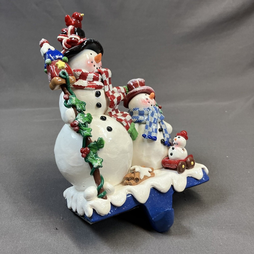Clay Snowman Stocking Hook / Fireplace Mantle / Holder Hanger Christmas /Flaw #1